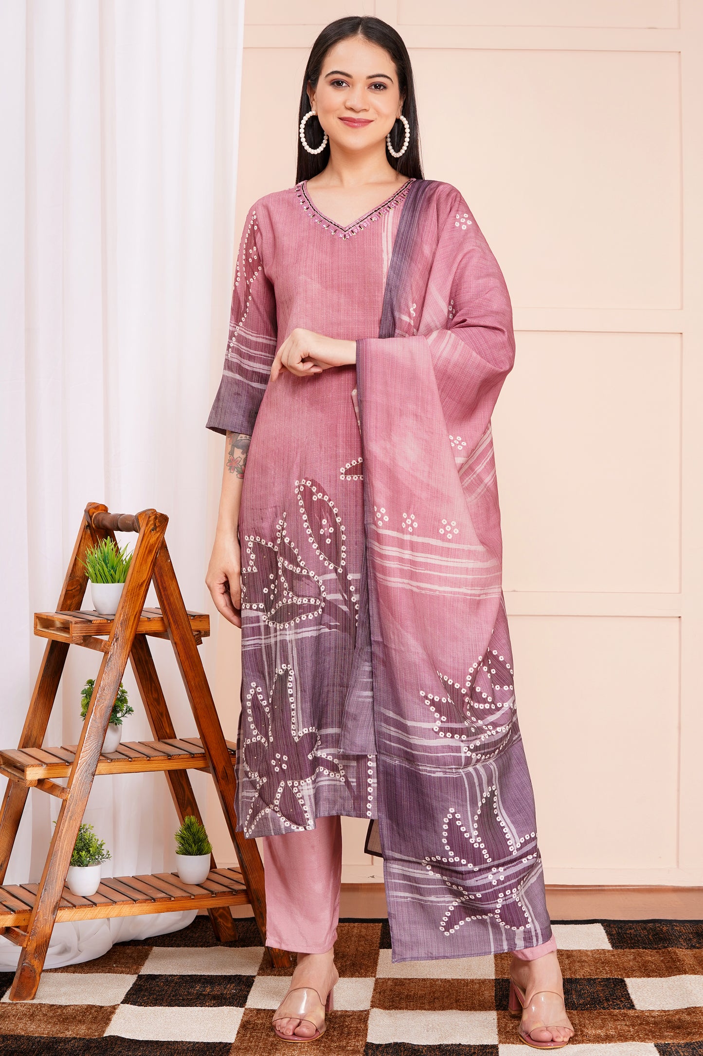 Mauve Sunset Pant Set with Dupatta
