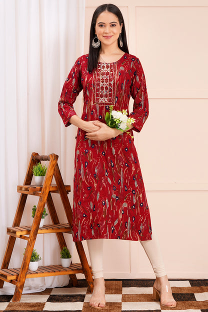 Scarlet Charm Printed Kurti