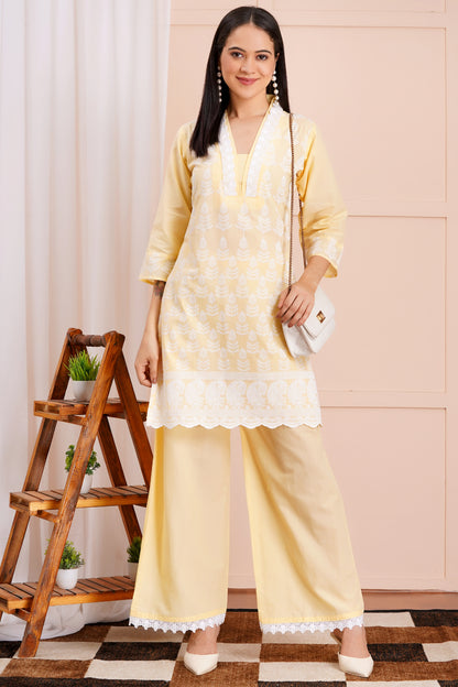 Sunshine Chikankari Fancy Co-ord Set