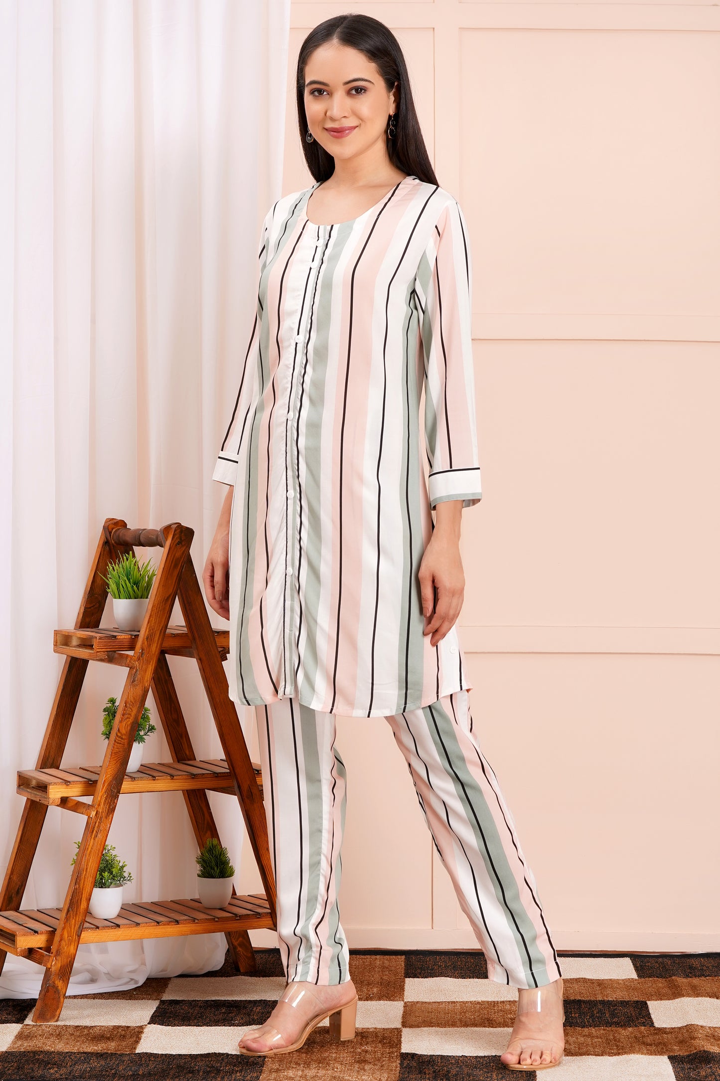 Pastel Pinstripe Long Co-ord Set