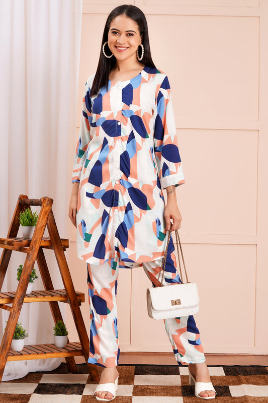 Abstract Print Long Co-ord Set