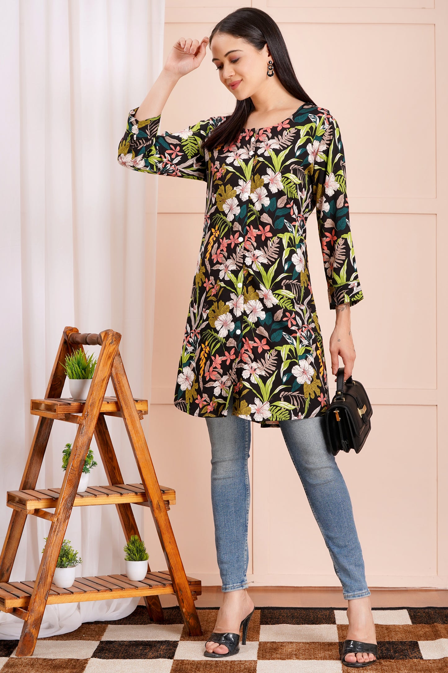 Tropical Floral Short Kurti