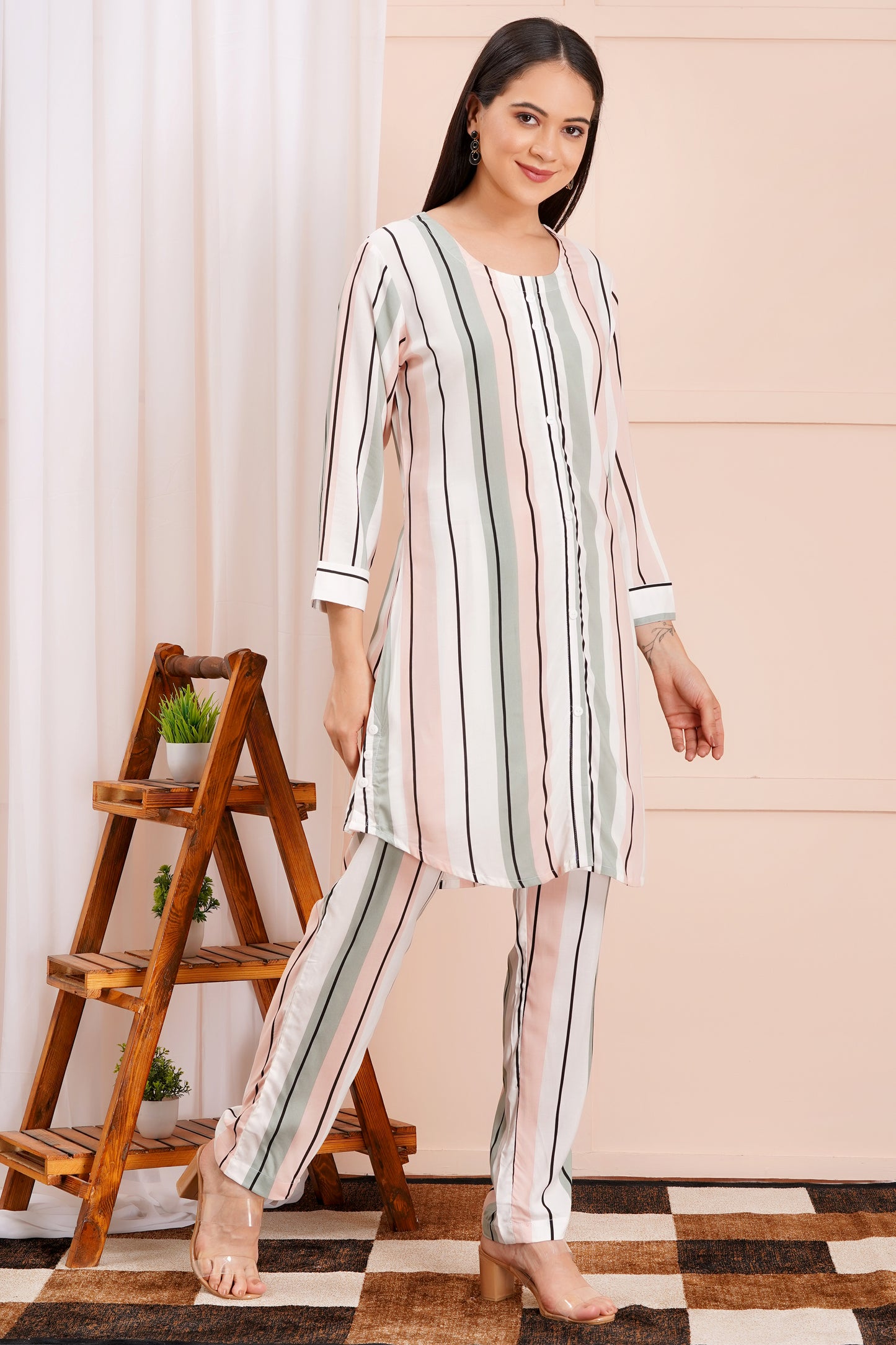 Pastel Pinstripe Long Co-ord Set