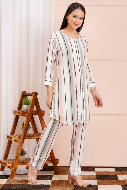 Pastel Pinstripe Long Co-ord Set