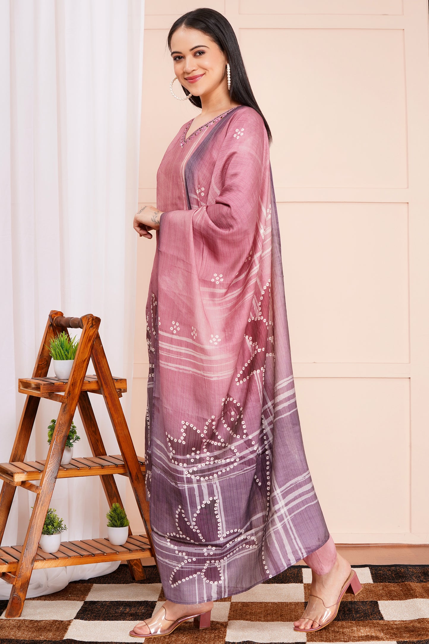 Mauve Sunset Pant Set with Dupatta