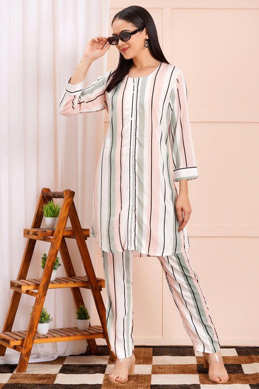 Pastel Pinstripe Long Co-ord Set