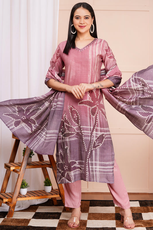 Mauve Sunset Pant Set with Dupatta