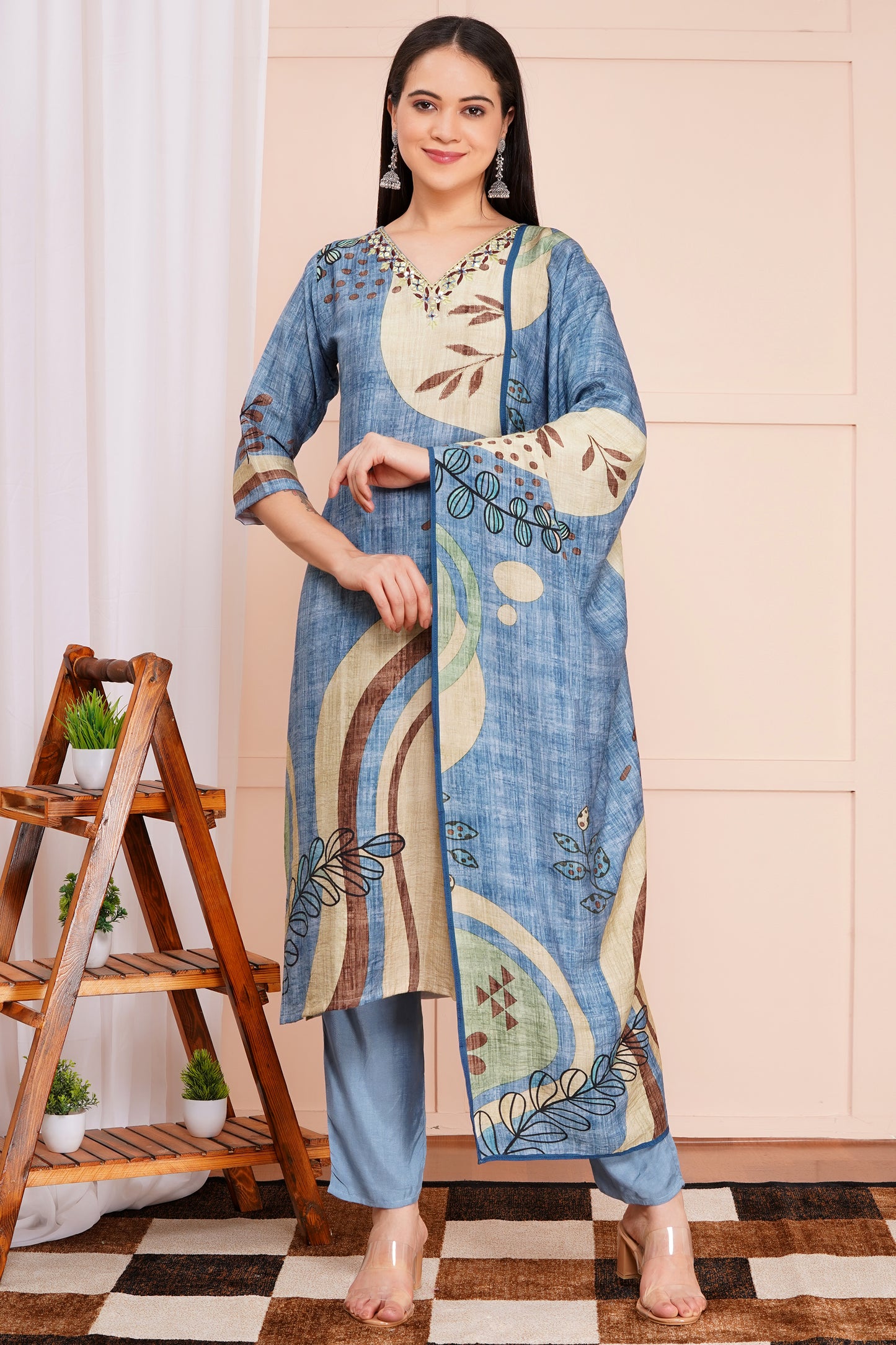 Indigo Drift Pant Set with Dupatta