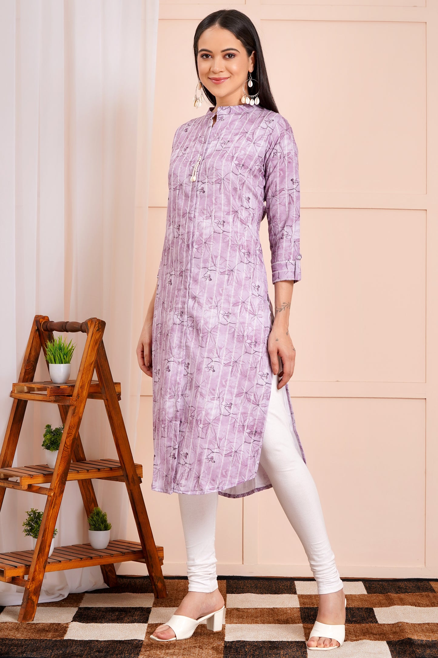 Elegant Lilac Printed Kurti
