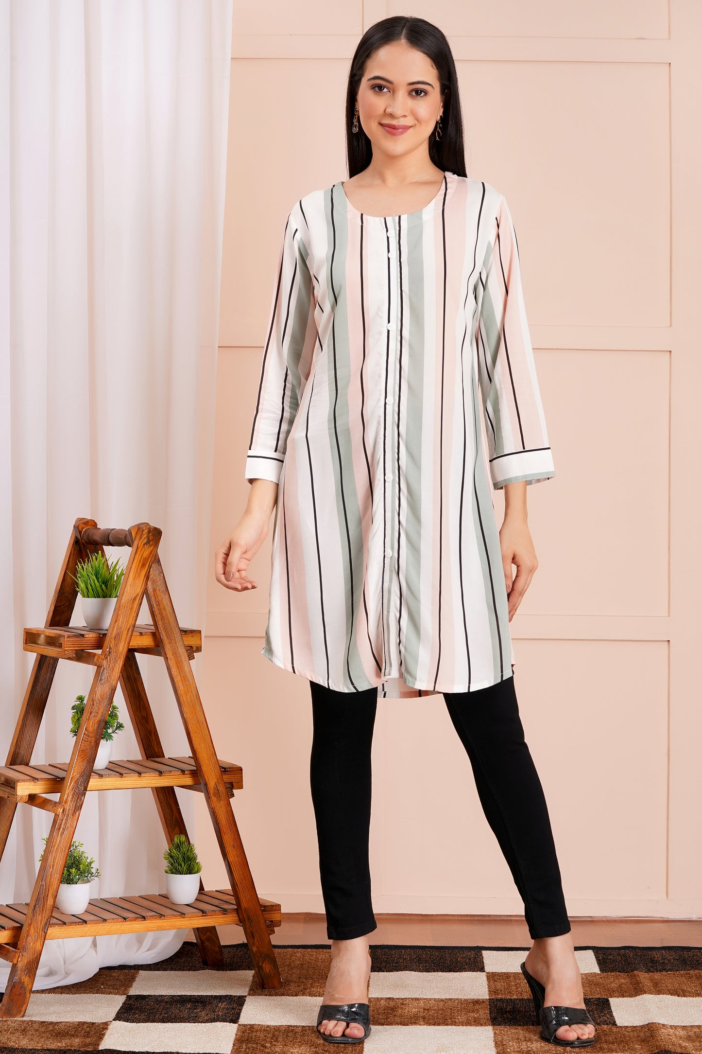 Pastel Pinstripe Short Kurti
