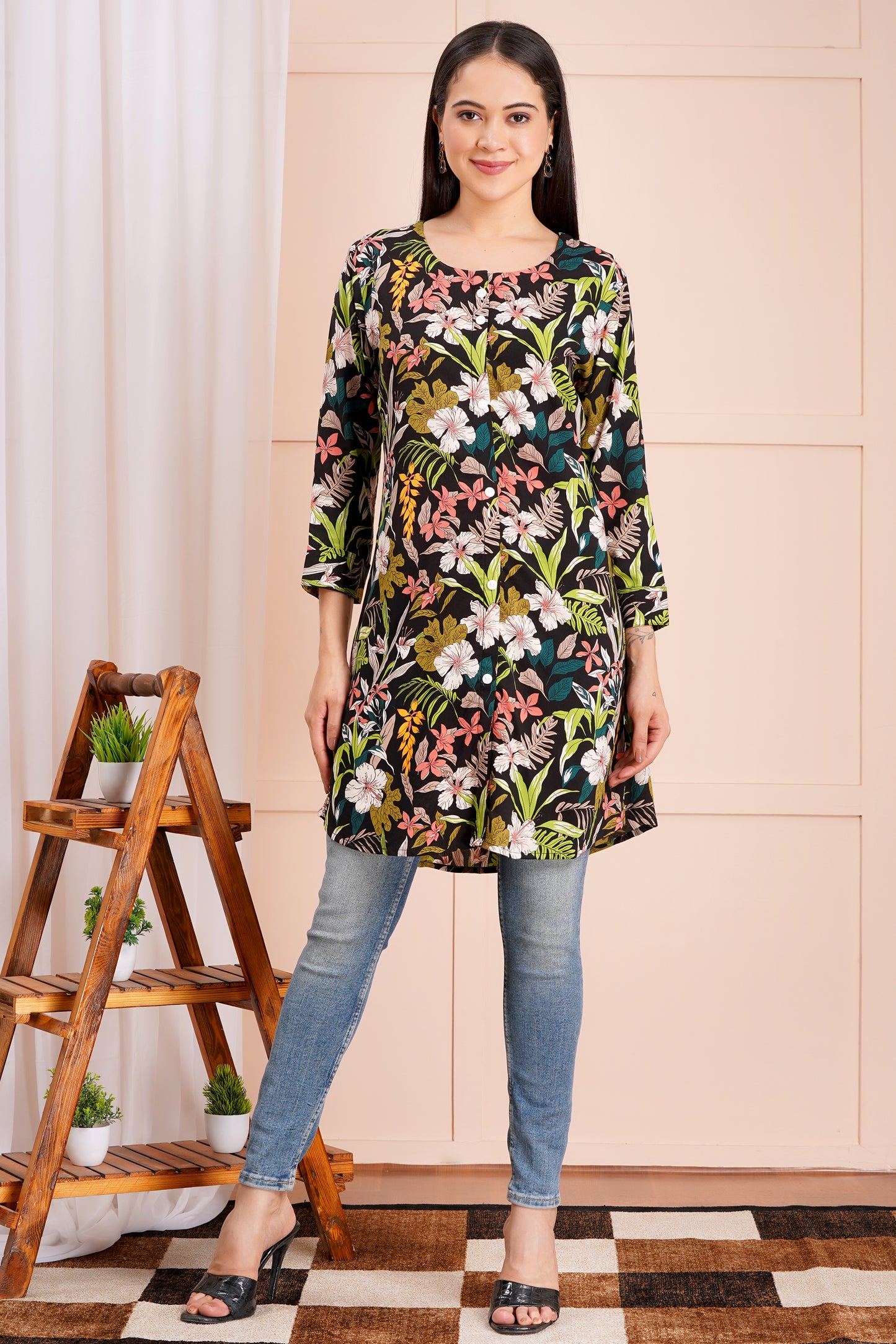Tropical Floral Short Kurti