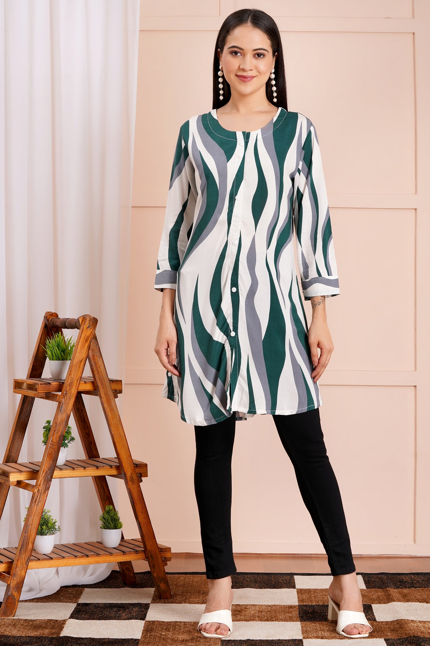 Wavy Wanderer Striped Short Kurti