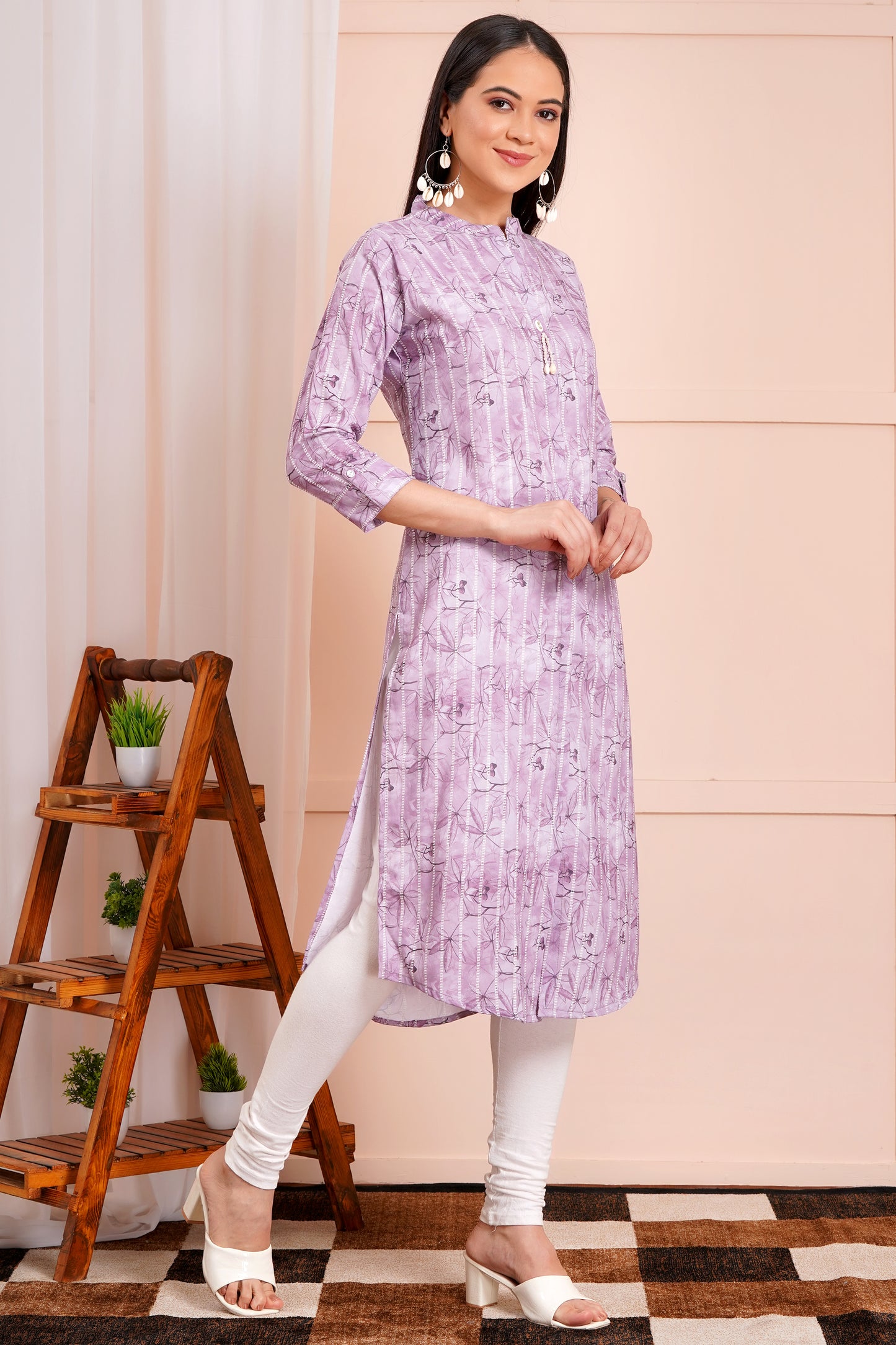 Elegant Lilac Printed Kurti