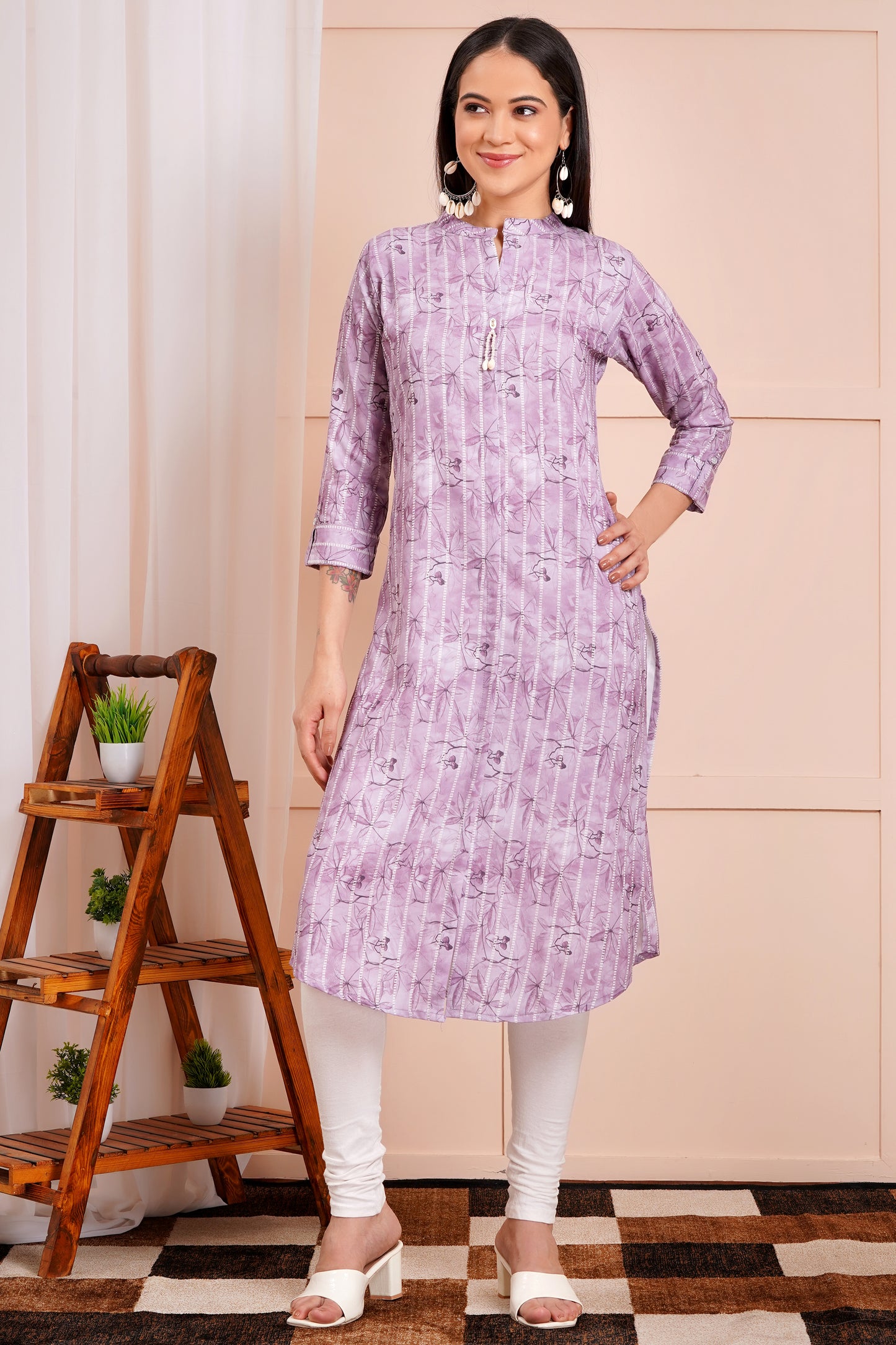 Elegant Lilac Printed Kurti