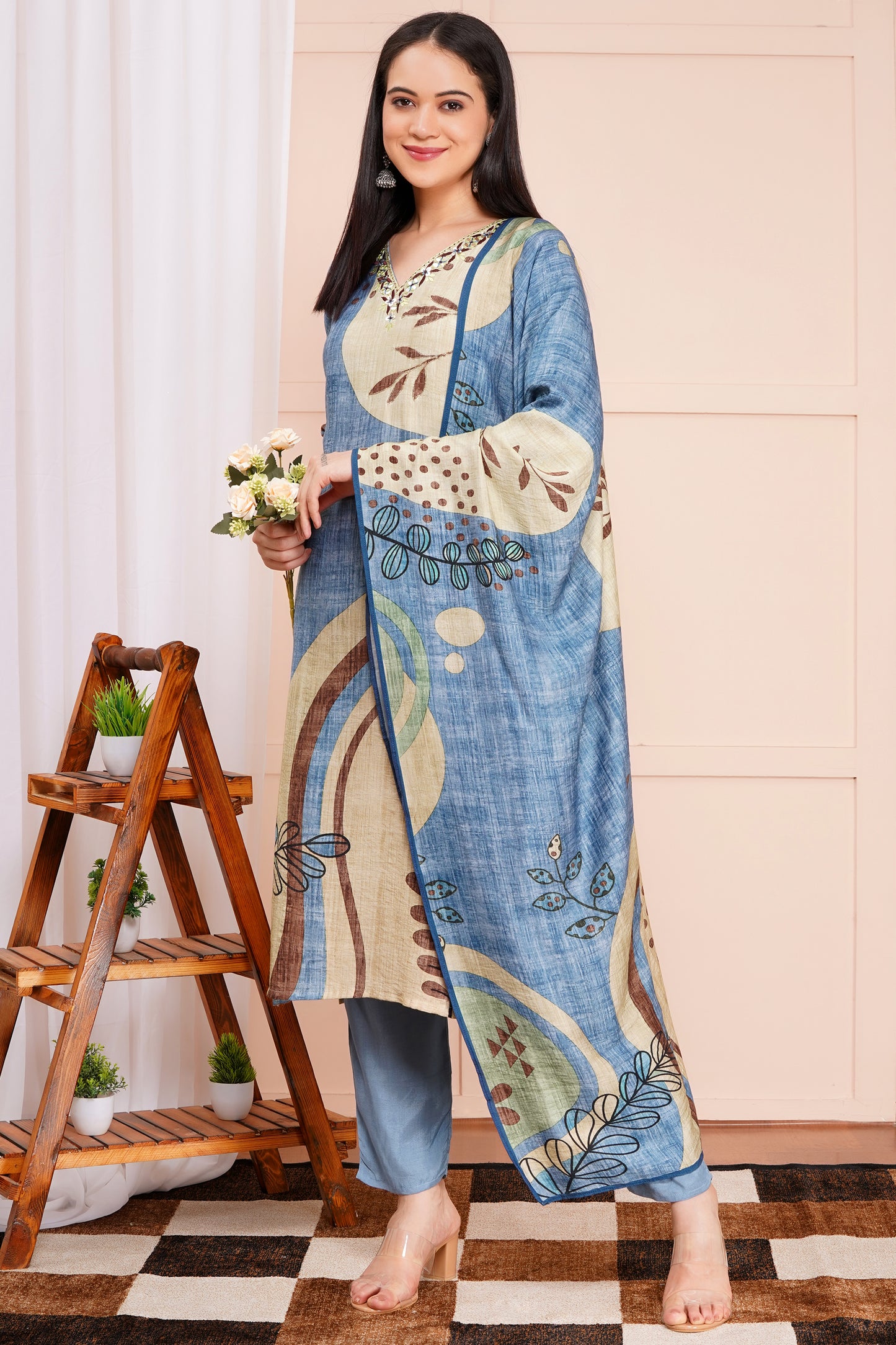 Indigo Drift Pant Set with Dupatta