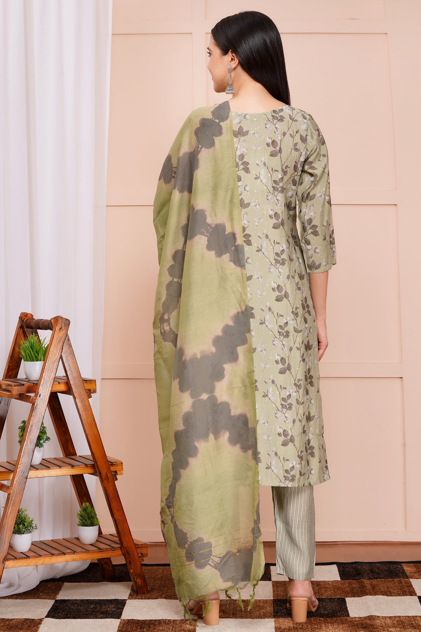 Sage Bloom Pant Set with Dupatta