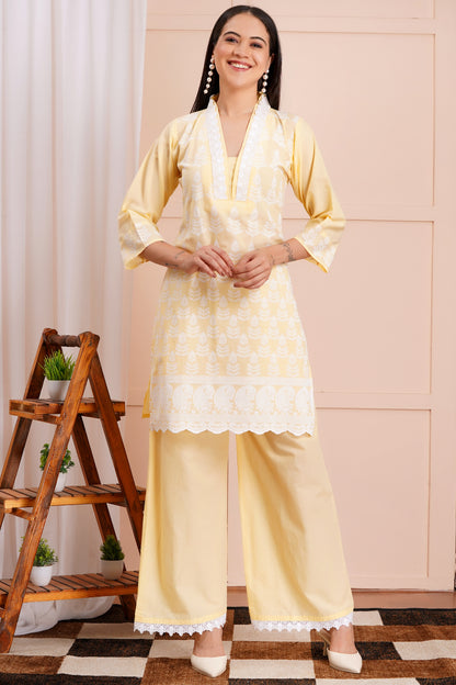 Sunshine Chikankari Fancy Co-ord Set