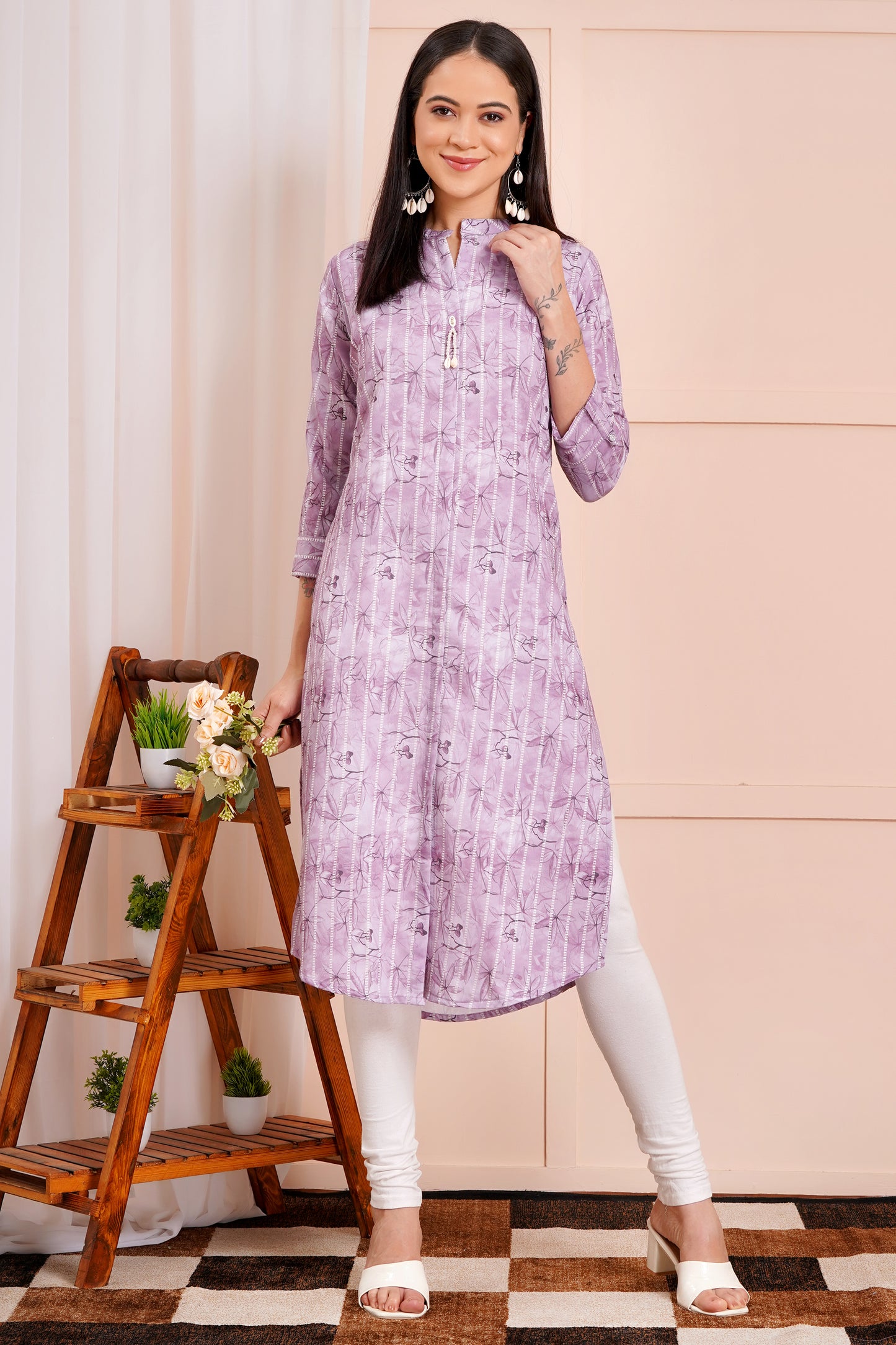 Elegant Lilac Printed Kurti