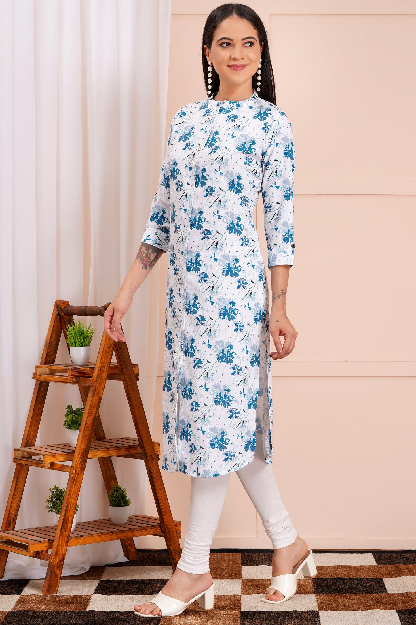 Blue Breeze Floral Printed Kurti