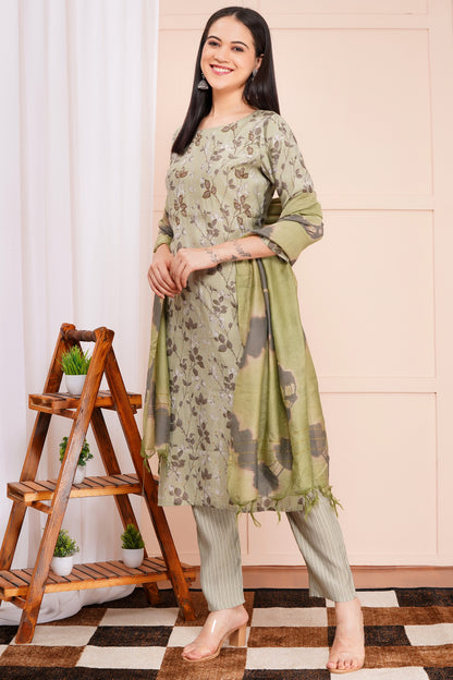 Sage Bloom Pant Set with Dupatta