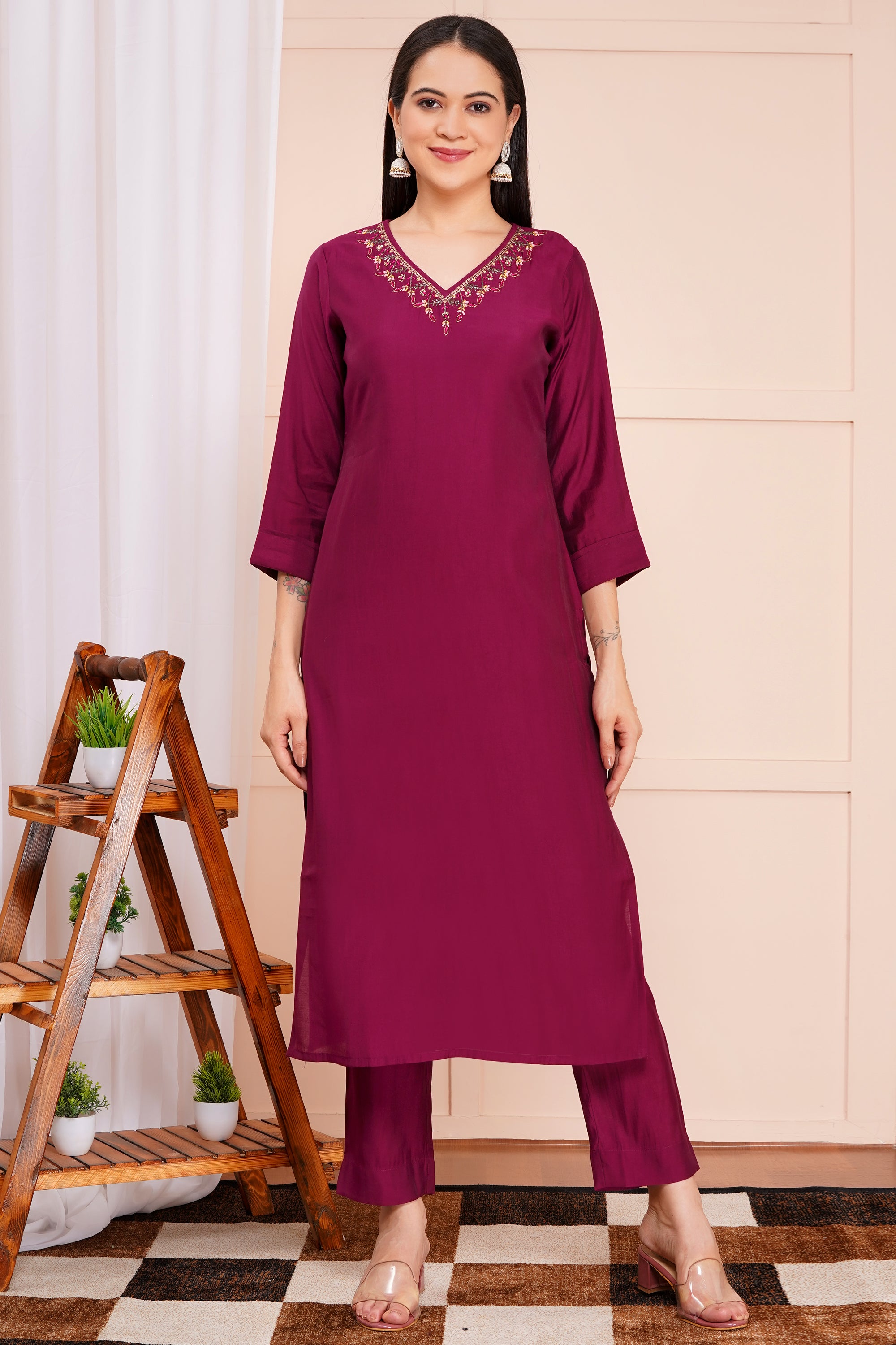 Berry Bliss Pant Set with Dupatta