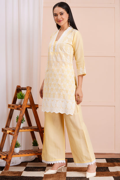 Sunshine Chikankari Fancy Co-ord Set