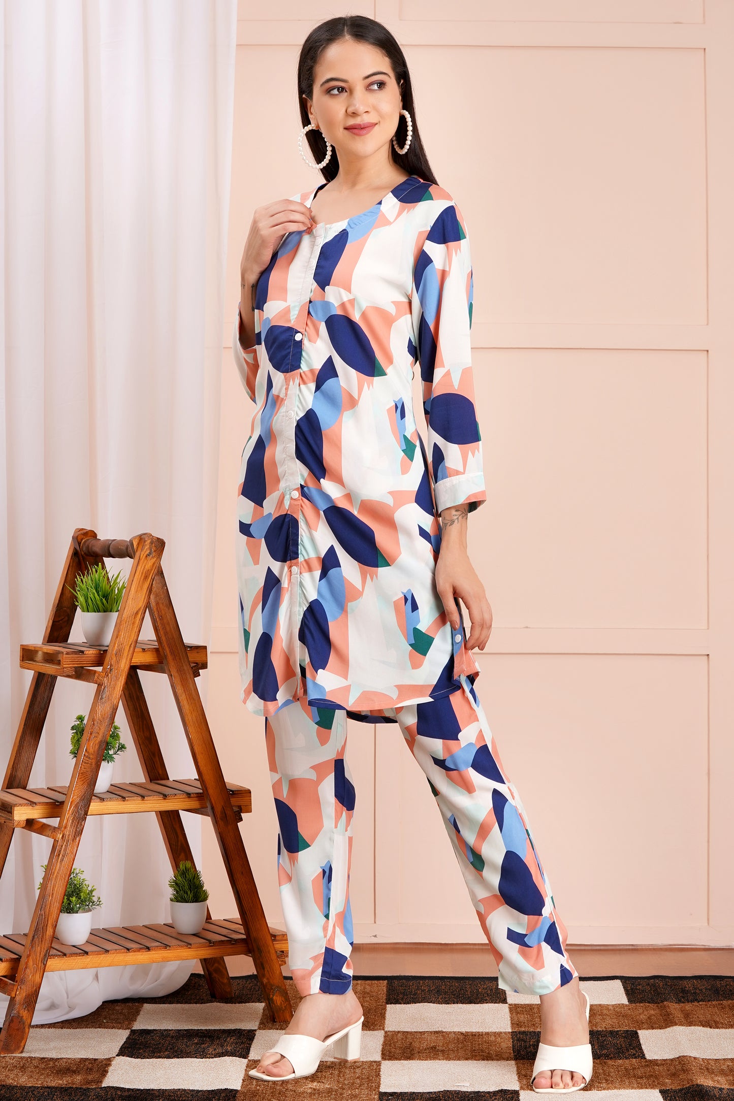 Abstract Print Long Co-ord Set