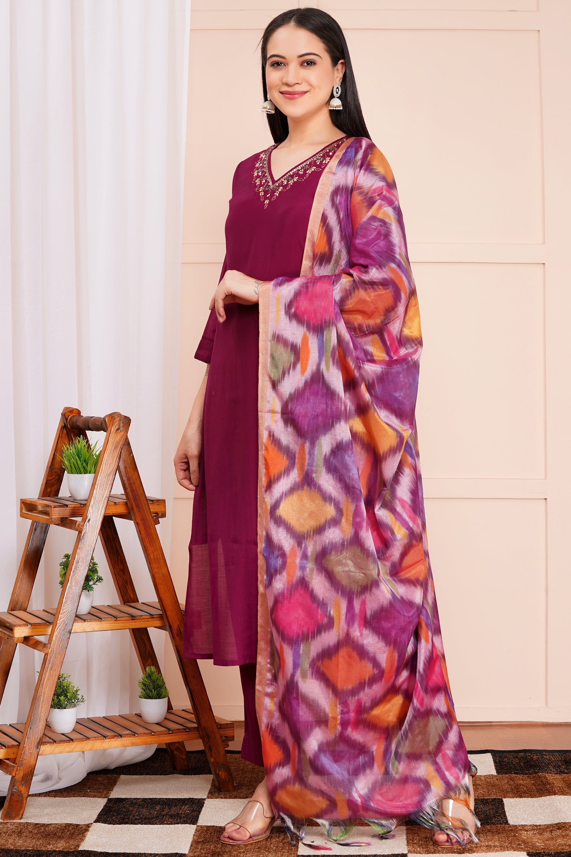 Berry Bliss Pant Set with Dupatta