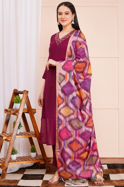 Berry Bliss Pant Set with Dupatta