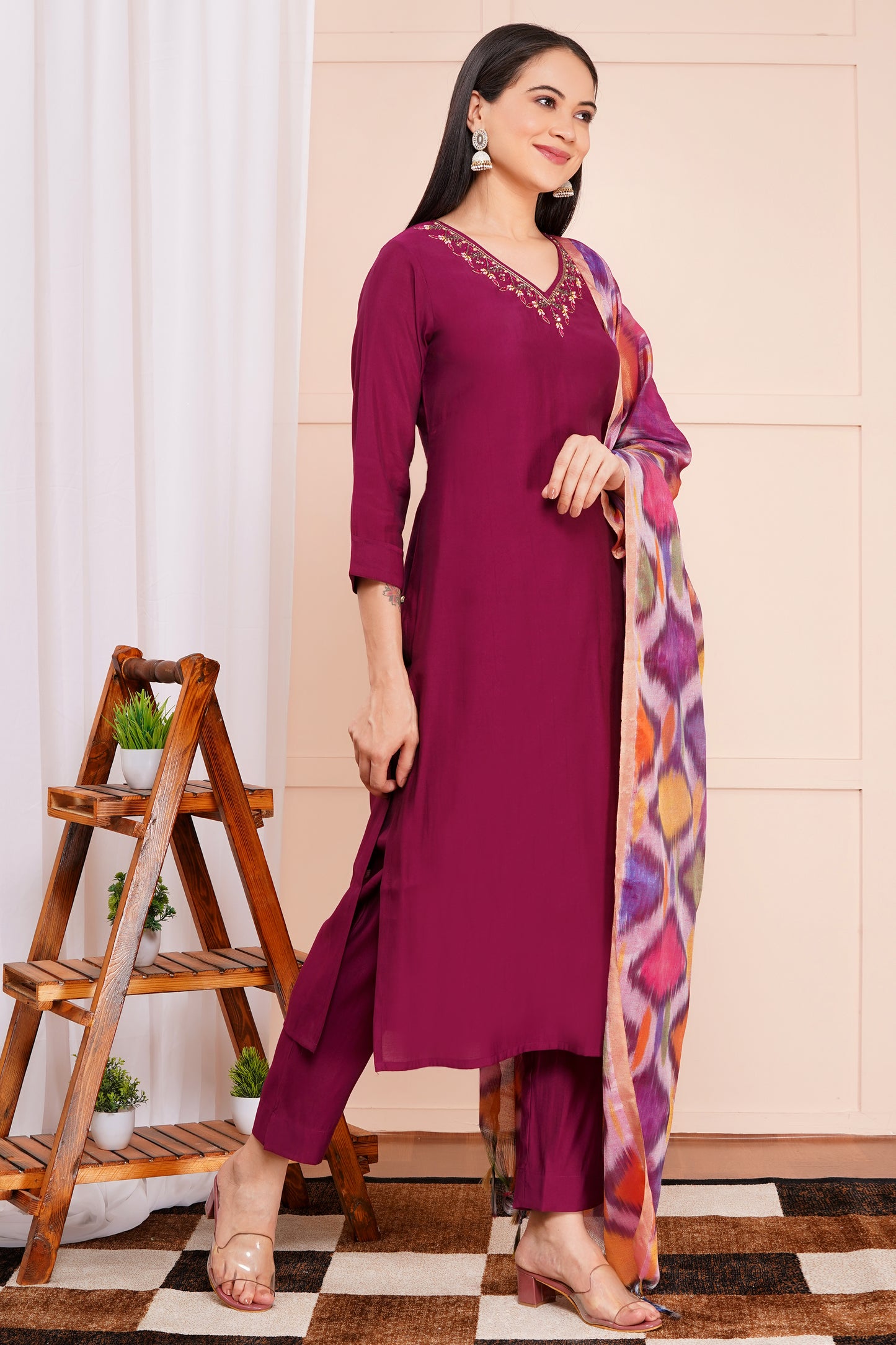 Berry Bliss Pant Set with Dupatta