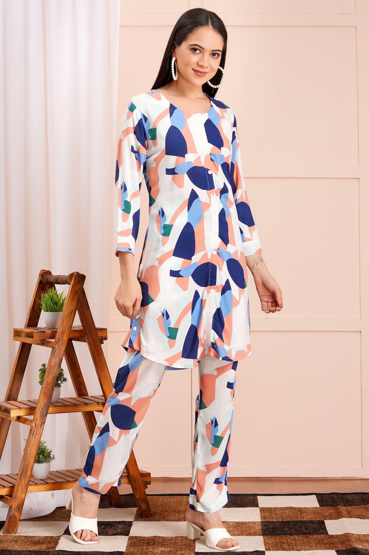 Abstract Print Long Co-ord Set