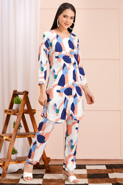 Abstract Print Long Co-ord Set