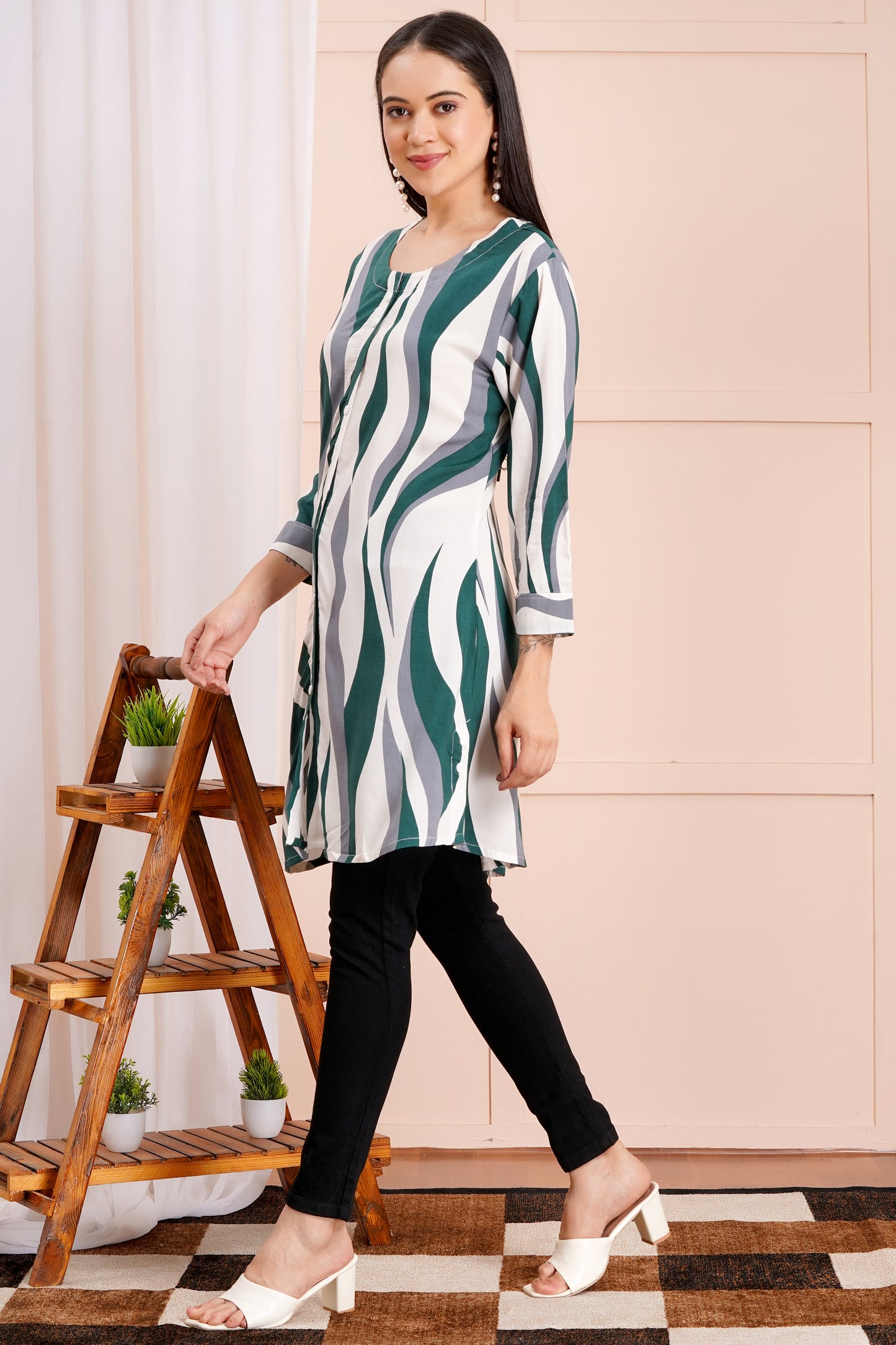 Wavy Wanderer Striped Short Kurti