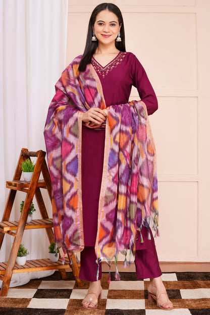 Berry Bliss Pant Set with Dupatta