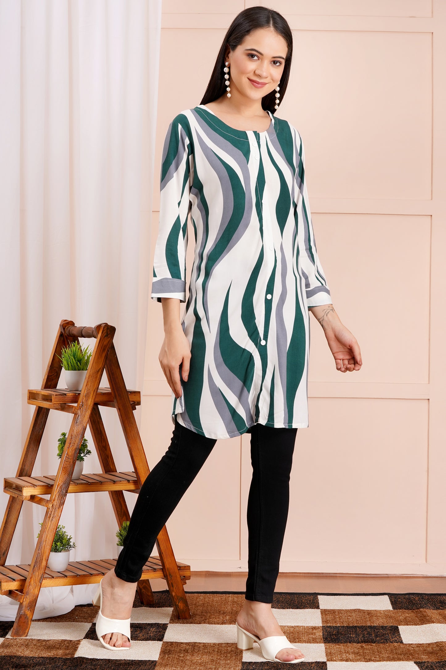 Wavy Wanderer Striped Short Kurti