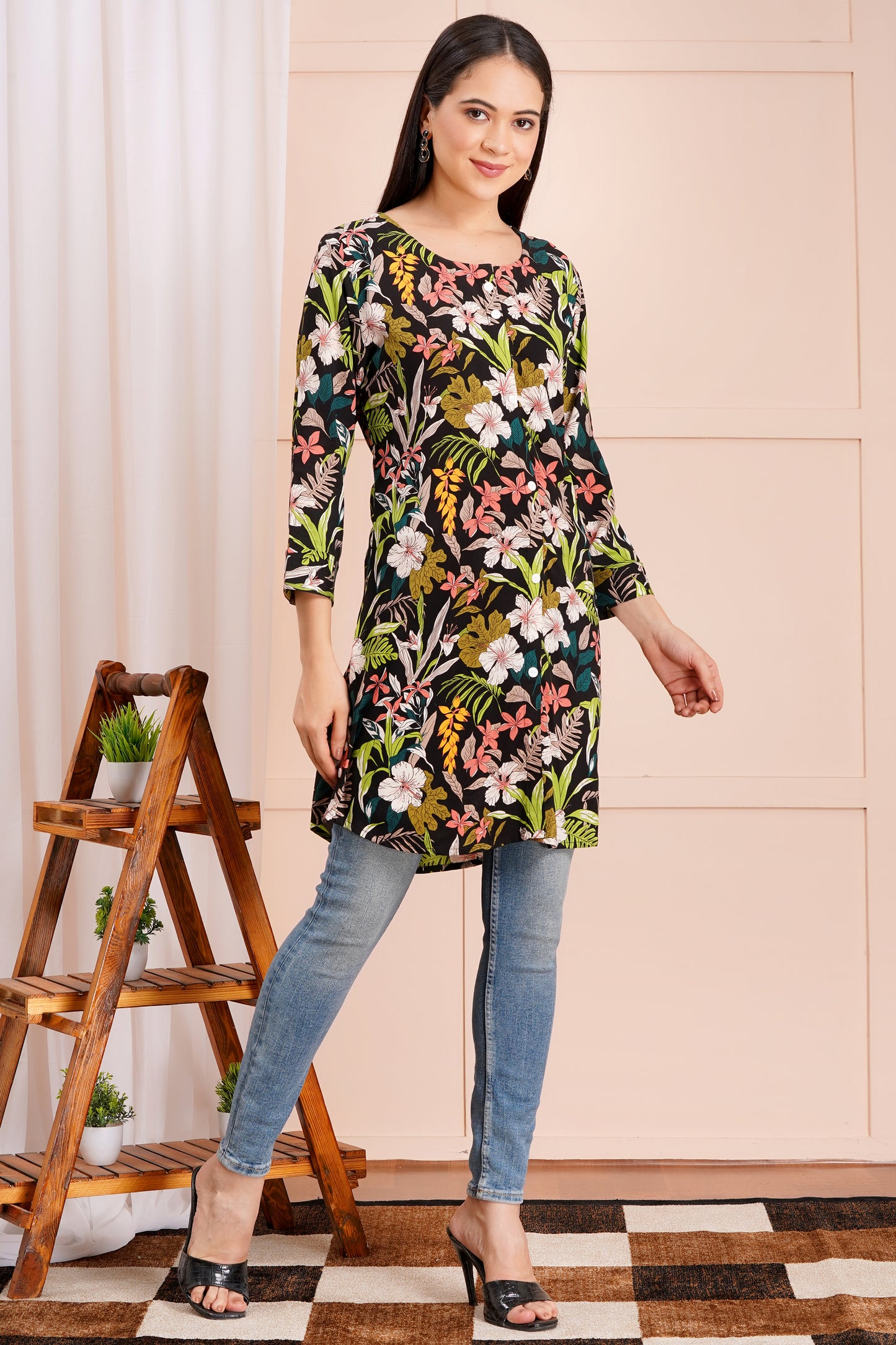 Tropical Floral Short Kurti