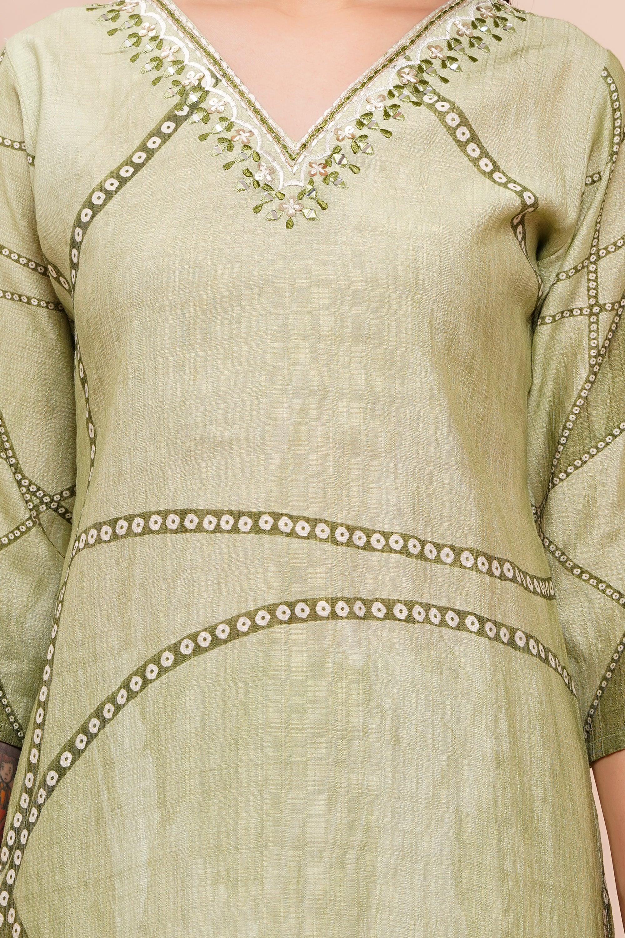 Olive Pant Set with Dupatta