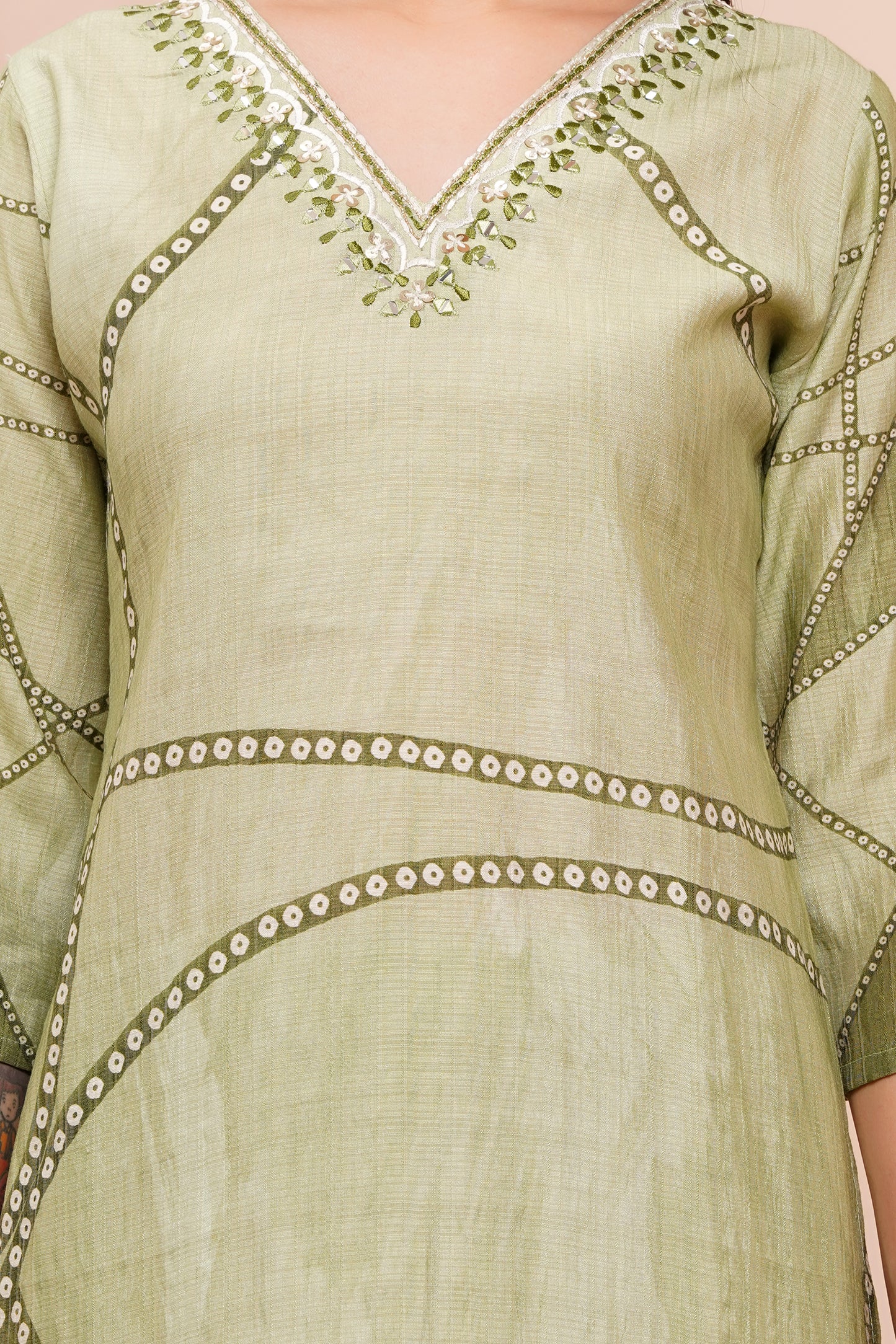 Olive Pant Set with Dupatta