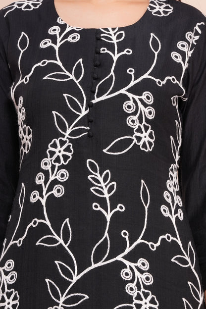 Midnight Bloom Pant Set with Dupatta