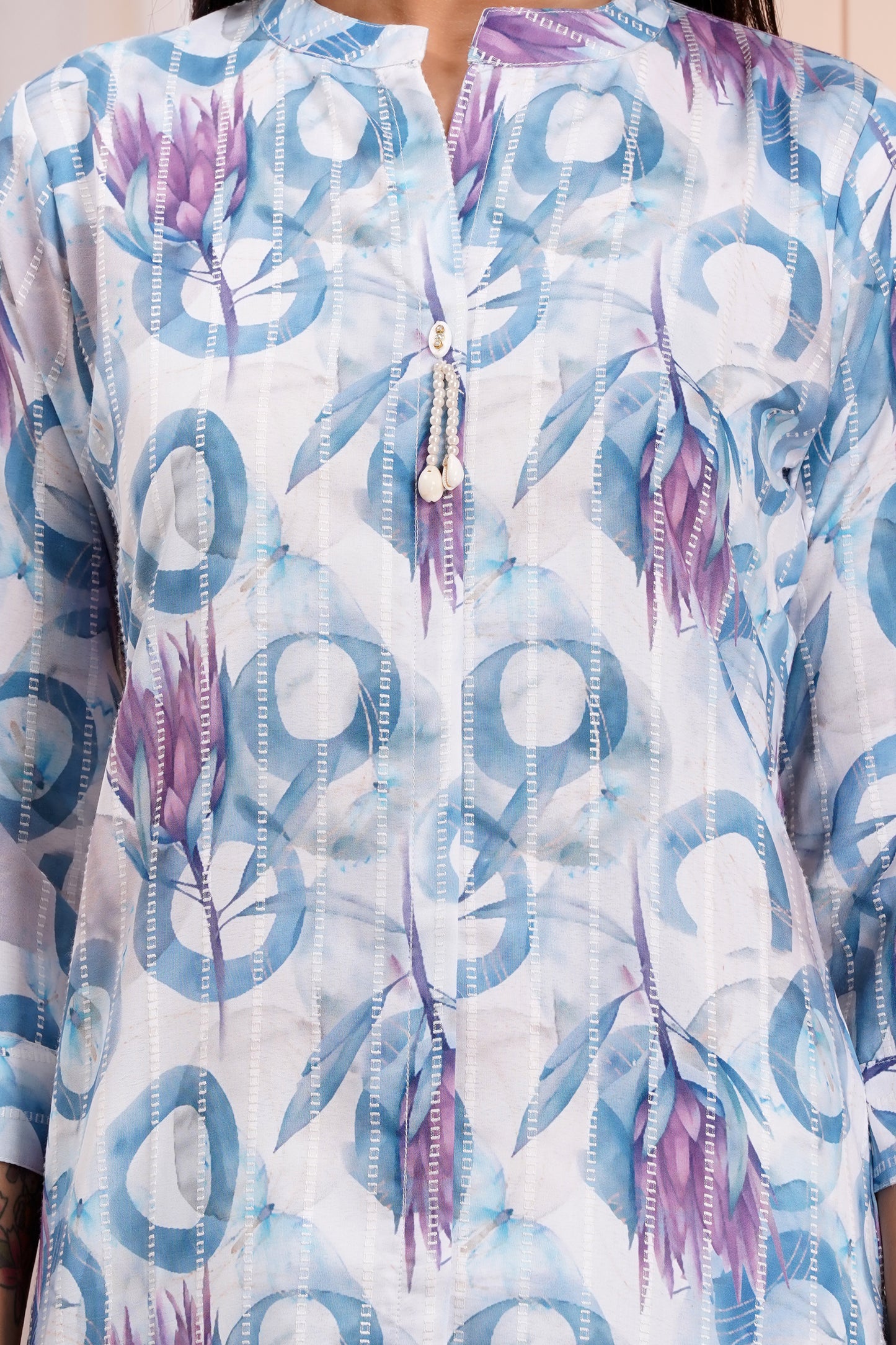 Aqua Bloom Abstract Printed Kurti