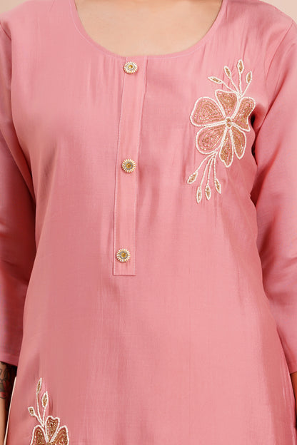 Blush Blossom Embroidered Fancy Co-ord Set