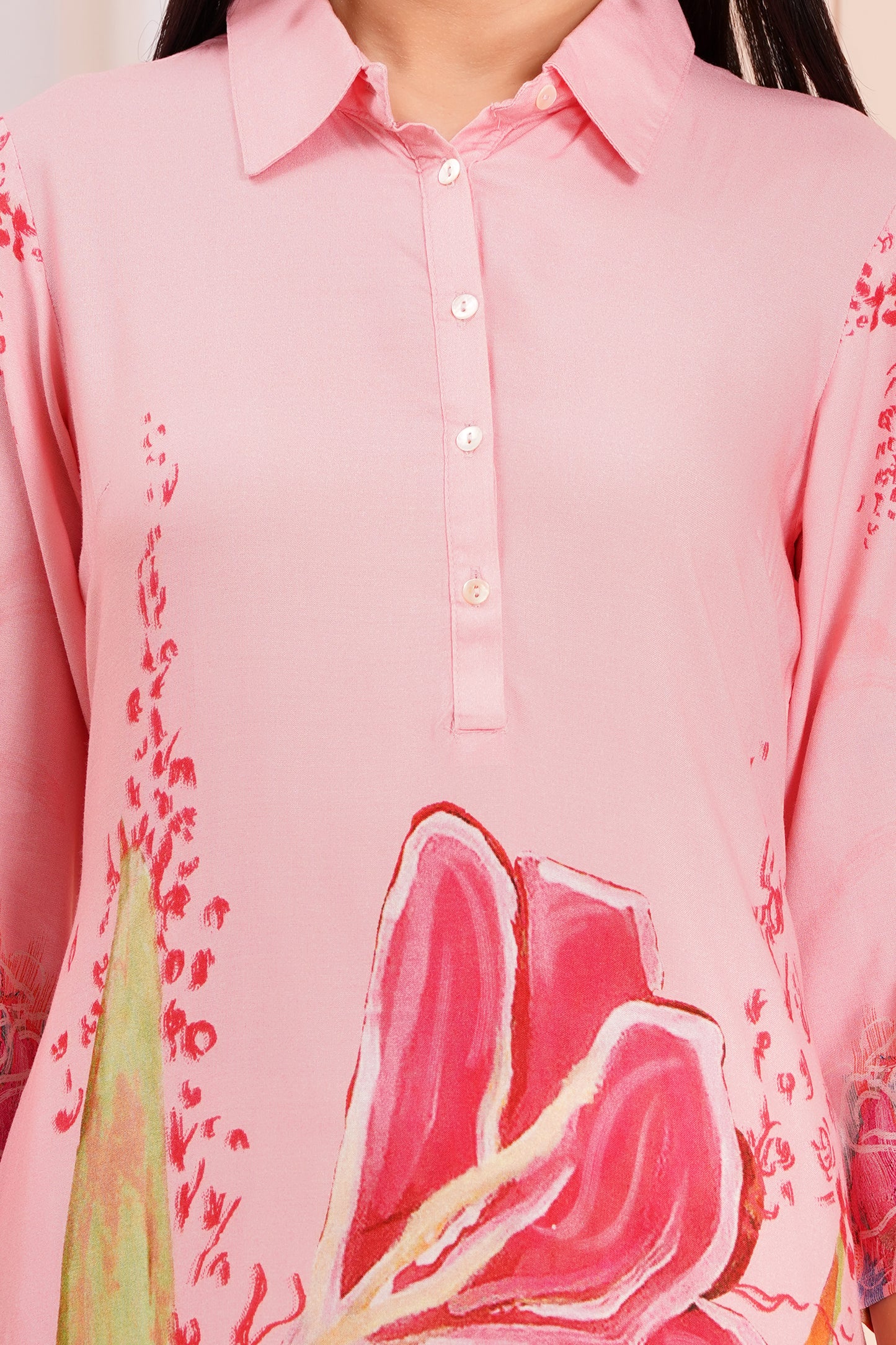 Blush Bloom Collared Floral Kurti