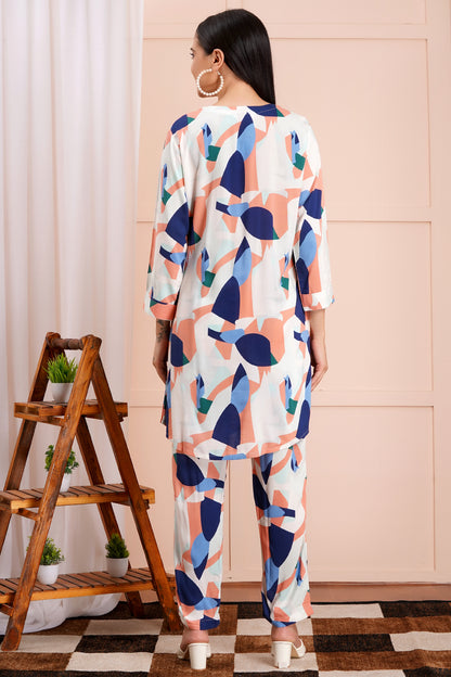 Abstract Print Long Co-ord Set