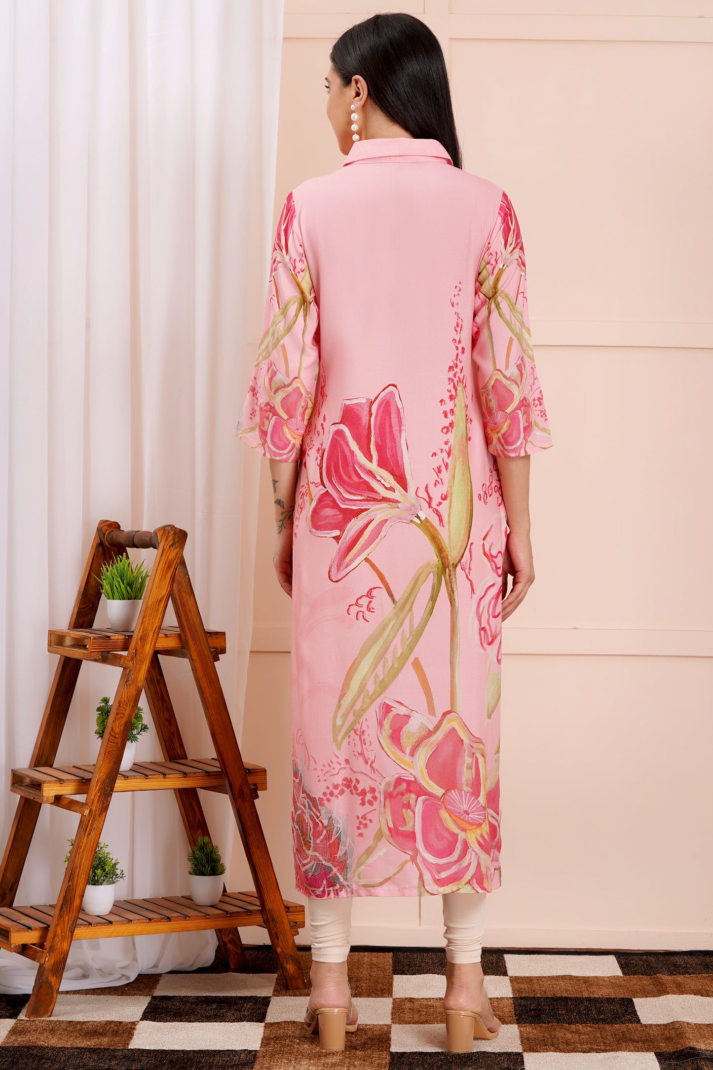 Blush Bloom Collared Floral Kurti