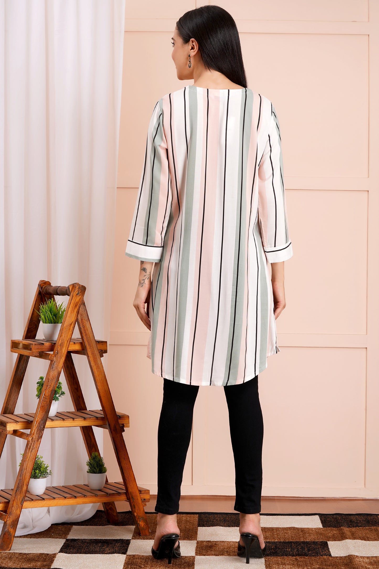 Pastel Pinstripe Short Kurti