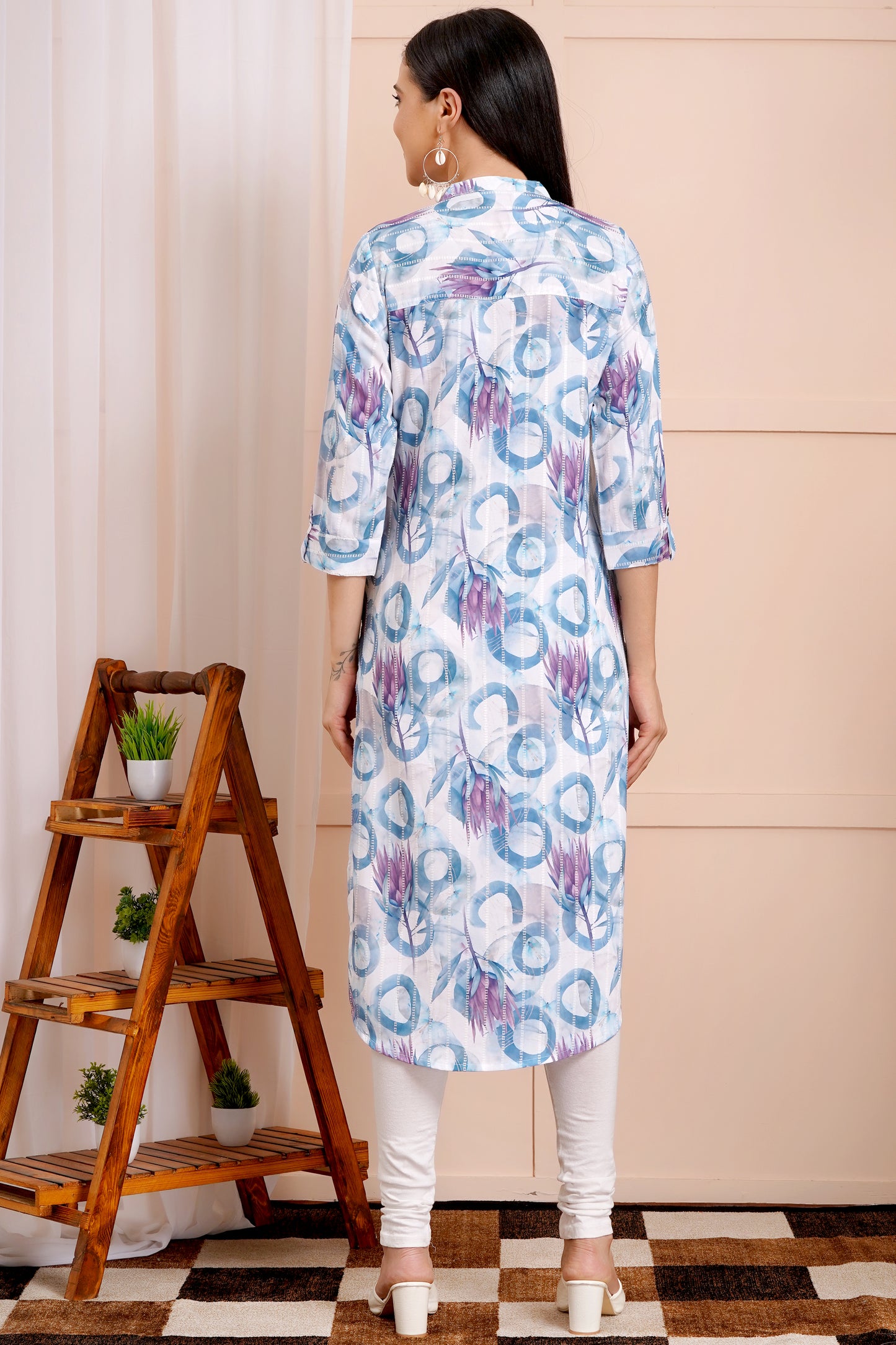 Aqua Bloom Abstract Printed Kurti