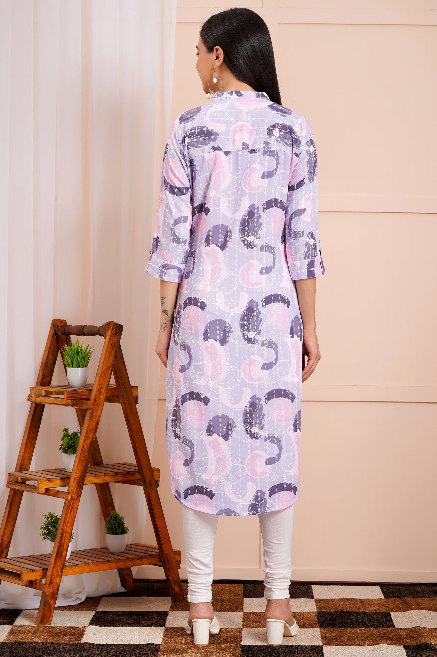 Lavender Grace Abstract Printed Kurti