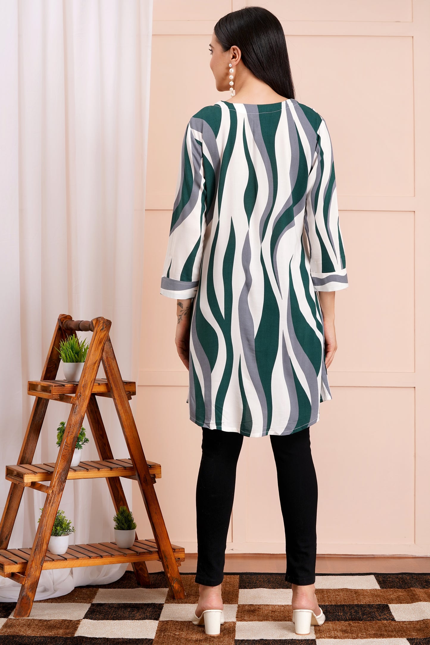 Wavy Wanderer Striped Short Kurti