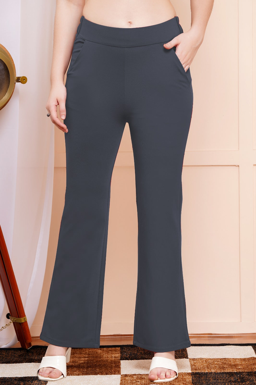 Classic Dark Gray Bell-Bottom Pants