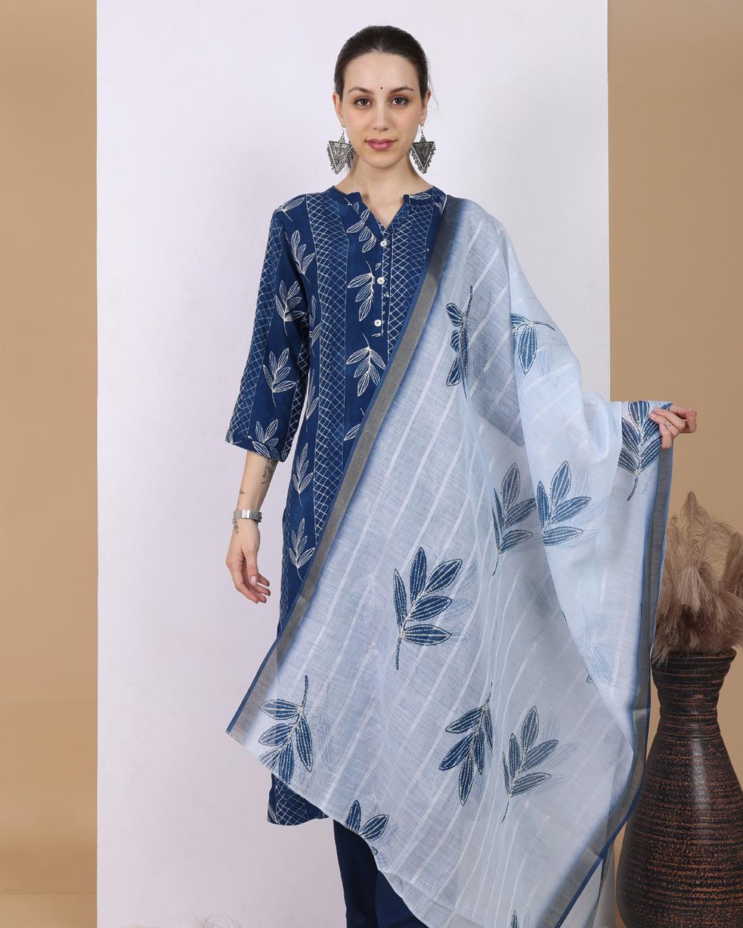 Royal Leafy Charm Pant Set with Dupatta